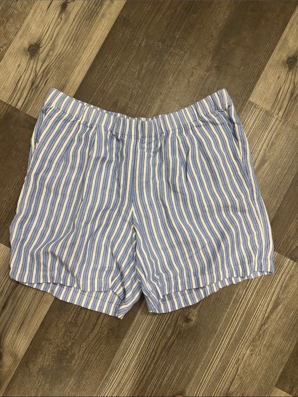 J. Jill Rayon/Linen Light Blue & White Striped Summer Shorts